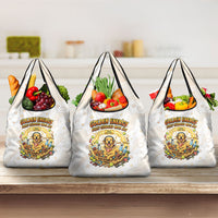 Powered By Golden Energy Grocery Bag Golden Retriever In Toy Retro Comic Crate Art