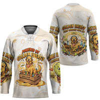 Powered By Golden Energy Hockey Jersey Golden Retriever In Toy Retro Comic Crate Art
