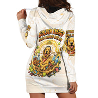 Powered By Golden Energy Hoodie Dress Golden Retriever In Toy Retro Comic Crate Art