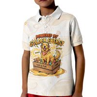 Powered By Golden Energy Kid Polo Shirt Golden Retriever In Toy Retro Comic Crate Art