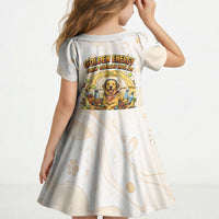Powered By Golden Energy Kid Short Sleeve Dress Golden Retriever In Toy Retro Comic Crate Art
