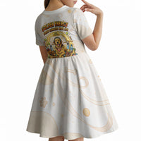 Powered By Golden Energy Kid Short Sleeve Dress Golden Retriever In Toy Retro Comic Crate Art