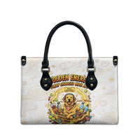 Powered By Golden Energy Leather Bag Golden Retriever In Toy Retro Comic Crate Art