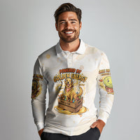 Powered By Golden Energy Long Sleeve Polo Shirt Golden Retriever In Toy Retro Comic Crate Art