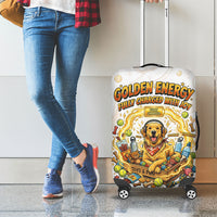 Powered By Golden Energy Luggage Cover Golden Retriever In Toy Retro Comic Crate Art