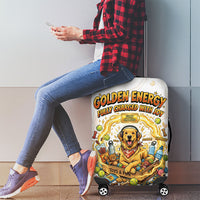 Powered By Golden Energy Luggage Cover Golden Retriever In Toy Retro Comic Crate Art