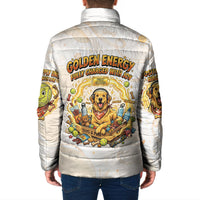 Powered By Golden Energy Padded Jacket Golden Retriever In Toy Retro Comic Crate Art