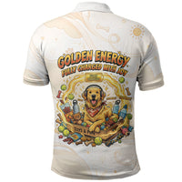 Powered By Golden Energy Polo Shirt Golden Retriever In Toy Retro Comic Crate Art