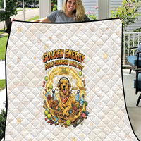 Powered By Golden Energy Quilt Golden Retriever In Toy Retro Comic Crate Art