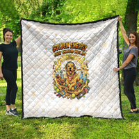 Powered By Golden Energy Quilt Golden Retriever In Toy Retro Comic Crate Art