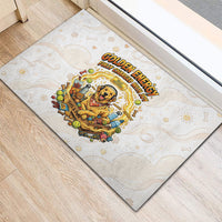 Powered By Golden Energy Rubber Doormat Golden Retriever In Toy Retro Comic Crate Art