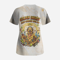 Powered By Golden Energy Scrub Top Golden Retriever In Toy Retro Comic Crate Art