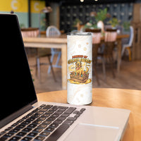 Powered By Golden Energy Skinny Tumbler Golden Retriever In Toy Retro Comic Crate Art