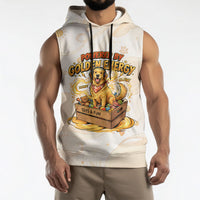 Powered By Golden Energy Sleeveless Hoodie Golden Retriever In Toy Retro Comic Crate Art