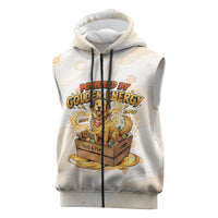 Powered By Golden Energy Sleeveless Zip Hoodie Golden Retriever In Toy Retro Comic Crate Art