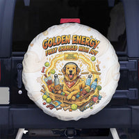 Powered By Golden Energy Spare Tire Cover Golden Retriever In Toy Retro Comic Crate Art