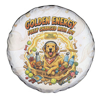 Powered By Golden Energy Spare Tire Cover Golden Retriever In Toy Retro Comic Crate Art