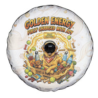 Powered By Golden Energy Spare Tire Cover Golden Retriever In Toy Retro Comic Crate Art