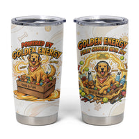 Powered By Golden Energy Tumbler Cup Golden Retriever In Toy Retro Comic Crate Art