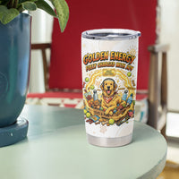 Powered By Golden Energy Tumbler Cup Golden Retriever In Toy Retro Comic Crate Art