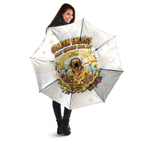 Powered By Golden Energy Umbrella Golden Retriever In Toy Retro Comic Crate Art
