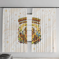 Powered By Golden Energy Window Curtain Golden Retriever In Toy Retro Comic Crate Art