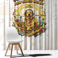 Powered By Golden Energy Window Curtain Golden Retriever In Toy Retro Comic Crate Art