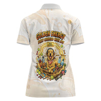 Powered By Golden Energy Women Polo Shirt Golden Retriever In Toy Retro Comic Crate Art