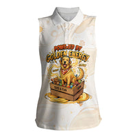 Powered By Golden Energy Women Sleeveless Polo Shirt Golden Retriever In Toy Retro Comic Crate Art