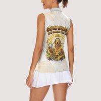 Powered By Golden Energy Women Sleeveless Polo Shirt Golden Retriever In Toy Retro Comic Crate Art