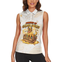 Powered By Golden Energy Women Sleeveless Polo Shirt Golden Retriever In Toy Retro Comic Crate Art