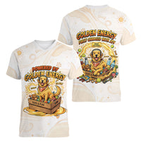 Powered By Golden Energy Women V-Neck T-Shirt Golden Retriever In Toy Retro Comic Crate Art
