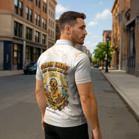Powered By Golden Energy Zipper Polo Shirt Golden Retriever In Toy Retro Comic Crate Art