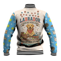 Labrador Good Days Start With A Lab Baseball Jacket Retro Cute Yellow Lab Paws And Tennis Balls