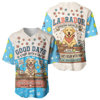 Labrador Good Days Start With A Lab Baseball Jersey Retro Cute Yellow Lab Paws And Tennis Balls