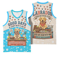 Labrador Good Days Start With A Lab Basketball Jersey Retro Cute Yellow Lab Paws And Tennis Balls