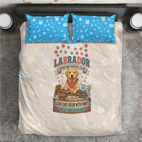Labrador Good Days Start With A Lab Bedding Set Retro Cute Yellow Lab Paws And Tennis Balls