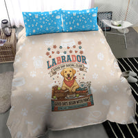 Labrador Good Days Start With A Lab Bedding Set Retro Cute Yellow Lab Paws And Tennis Balls