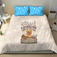 Labrador Good Days Start With A Lab Bedding Set Retro Cute Yellow Lab Paws And Tennis Balls