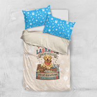 Labrador Good Days Start With A Lab Bedding Set Retro Cute Yellow Lab Paws And Tennis Balls