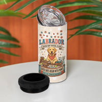 Labrador Good Days Start With A Lab 4 in 1 Can Cooler Tumbler Retro Cute Yellow Lab Paws And Tennis Balls