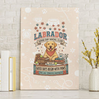 Labrador Good Days Start With A Lab Canvas Wall Art Retro Cute Yellow Lab Paws And Tennis Balls
