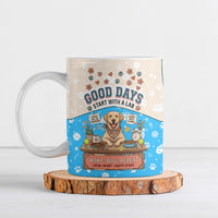 Labrador Good Days Start With A Lab Ceramic Mug Retro Cute Yellow Lab Paws And Tennis Balls