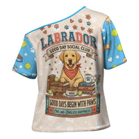 Labrador Good Days Start With A Lab Cross Shoulder Shirt Retro Cute Yellow Lab Paws And Tennis Balls