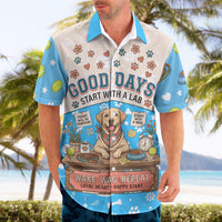 Labrador Good Days Start With A Lab Hawaiian Shirt Retro Cute Yellow Lab Paws And Tennis Balls