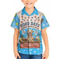 Labrador Good Days Start With A Lab Hawaiian Shirt Retro Cute Yellow Lab Paws And Tennis Balls