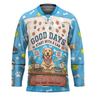 Labrador Good Days Start With A Lab Hockey Jersey Retro Cute Yellow Lab Paws And Tennis Balls