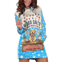 Labrador Good Days Start With A Lab Hoodie Dress Retro Cute Yellow Lab Paws And Tennis Balls