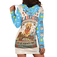 Labrador Good Days Start With A Lab Hoodie Dress Retro Cute Yellow Lab Paws And Tennis Balls
