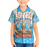 Labrador Good Days Start With A Lab Kid Hawaiian Shirt Retro Cute Yellow Lab Paws And Tennis Balls
